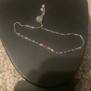 Silver multi stone adjustable bracelet